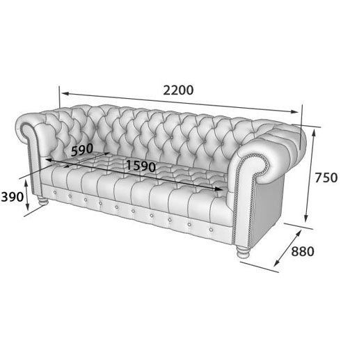 Чертеж дивана честер
